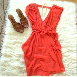 Bebe sz S vibrant orange/red dress